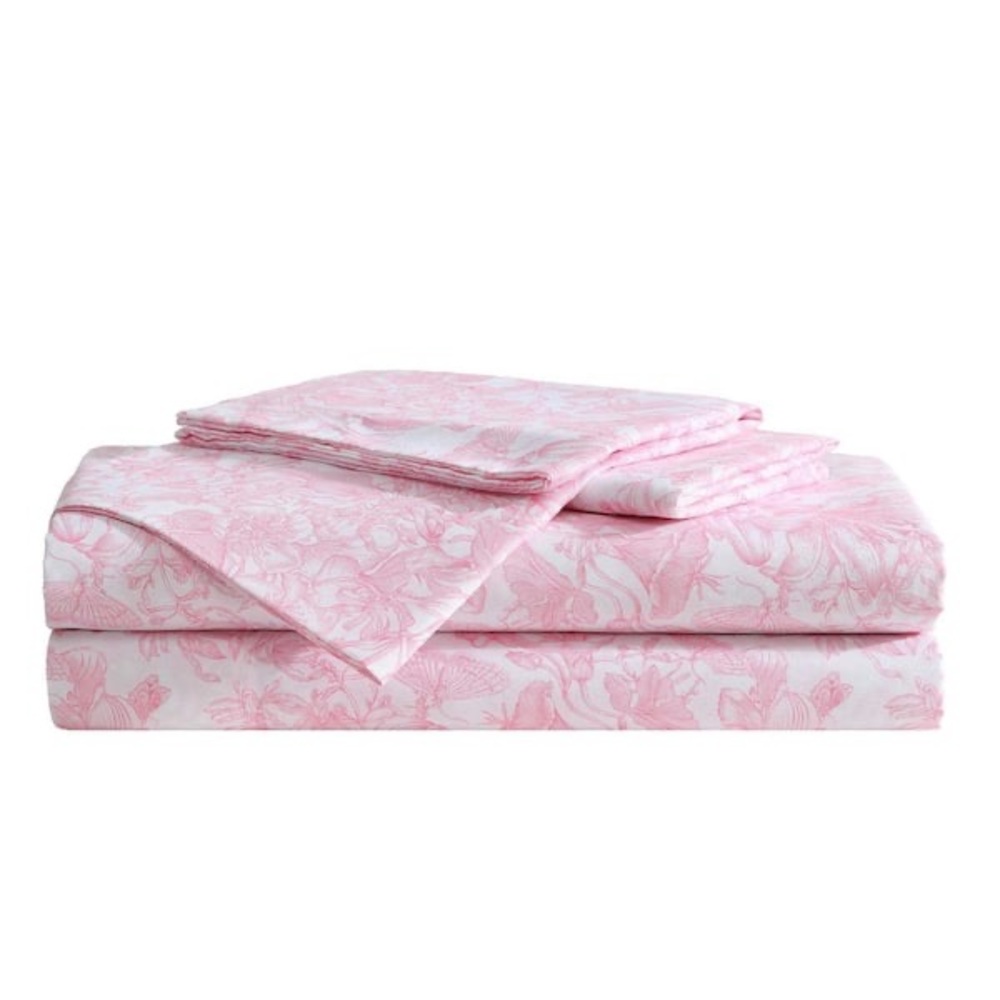 Betsey Johnson Silky Microfiber Printed 4-Pc. Sheet Set Full Fairytale Pink